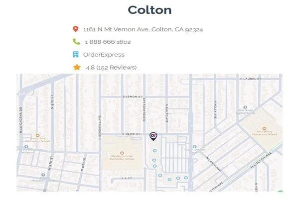 Order Express Colton, CA location map and address