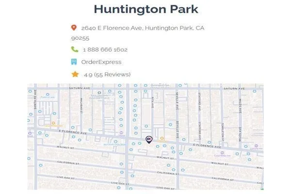 Order Express Huntington Park location map and details