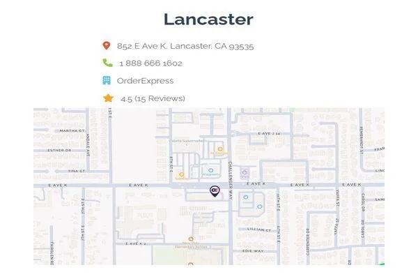 Map showing the Order Express Lancaster location
