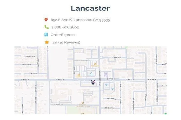 Mapa que muestra la ubicación de Order Express Lancaster