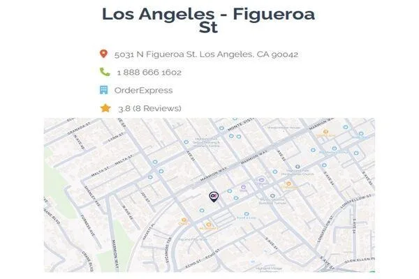 Map showing the Order Express Figueroa Street location
