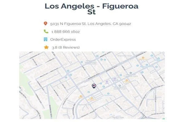 Mapa que muestra la ubicación de Order Express en Figueroa Street