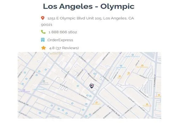 Order Express Los Angeles Olympic Blvd location map
