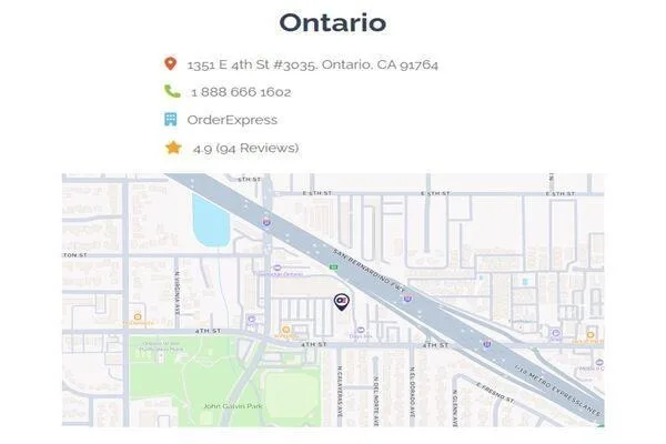 Mapa que muestra dónde encontrar Order Express Ontario