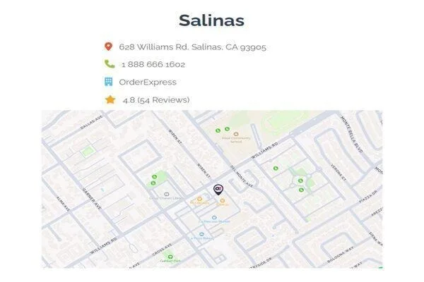Mapa que muestra la ubicación de Order Express Salinas