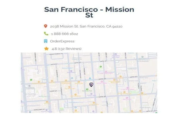 Order Express Mission St location map and details