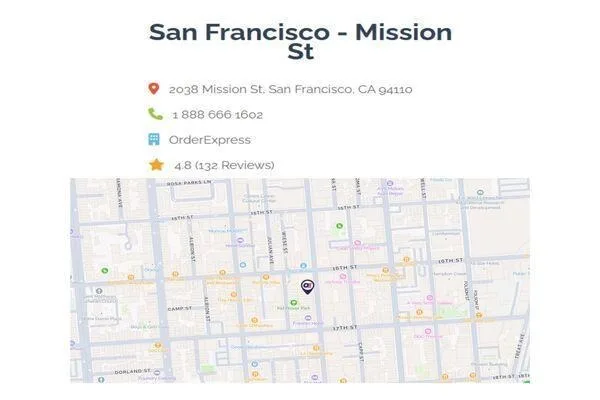Mapa y detalles de la ubicación de Order Express Mission St