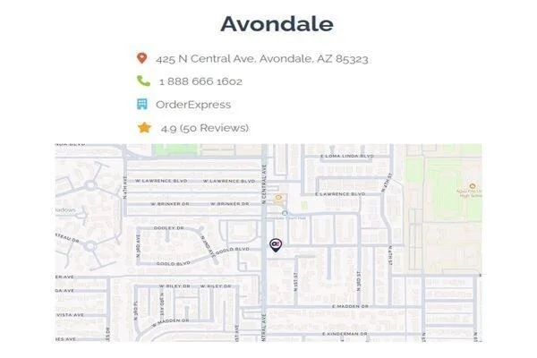 Order Express location map in Avondale Arizona
