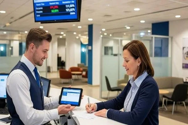 Order Express staff assisting secure money transfer
