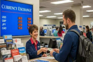Mostrador de servicio de cambio de divisas en Little Rock