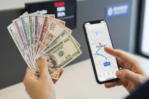 Cliente que utiliza servicios de cambio de divisas en Kankakee