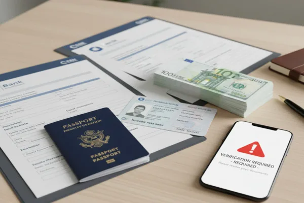 Se requiere verificación de transferencia de dinero junto al pasaporte y el efectivo.
