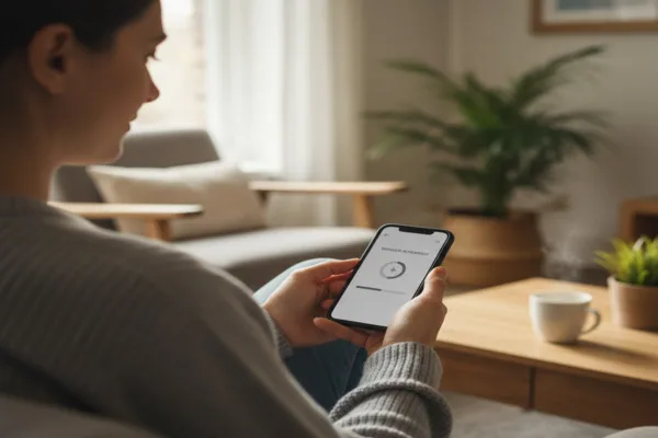 Persona rastreando transferencias de dinero en su teléfono inteligente desde su casa