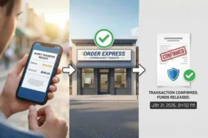 Confirmación de la liberación de la transferencia de dinero mediante recibo