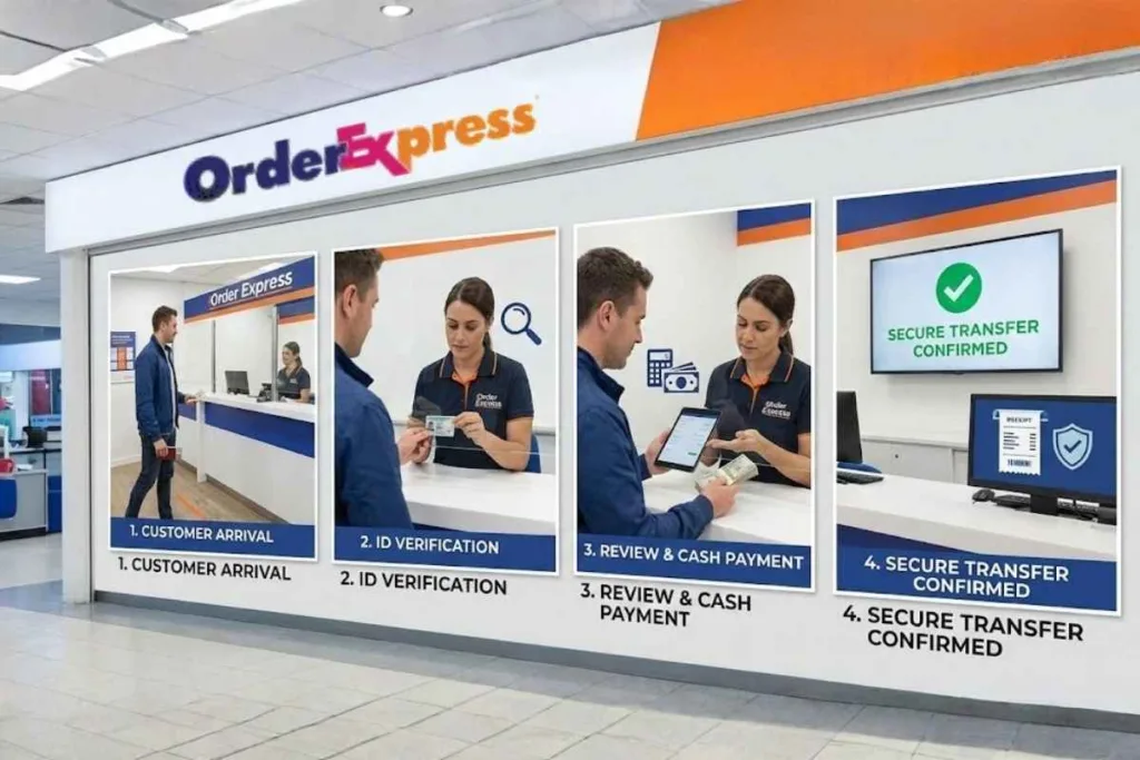 Cliente que paga en efectivo por transferencia de dinero