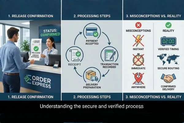 Money Transfer release confirmation process infographic