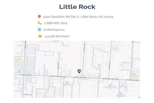 Mapa de ubicación y detalles de Order Express Little Rock