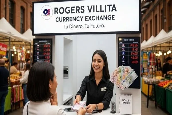 Asistencia para cambio de divisas que ayuda a los clientes de Rogers Villita