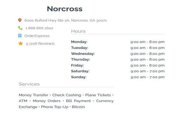 Order Express Norcross hours and services for customers