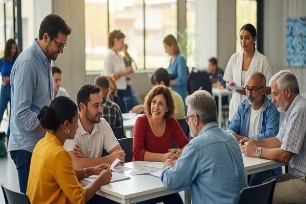 Residents and workers using local financial exchange services
