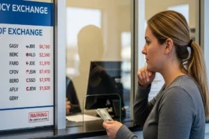 Cliente de Shawnee revisa los tipos de cambio de divisas para evitar estafas