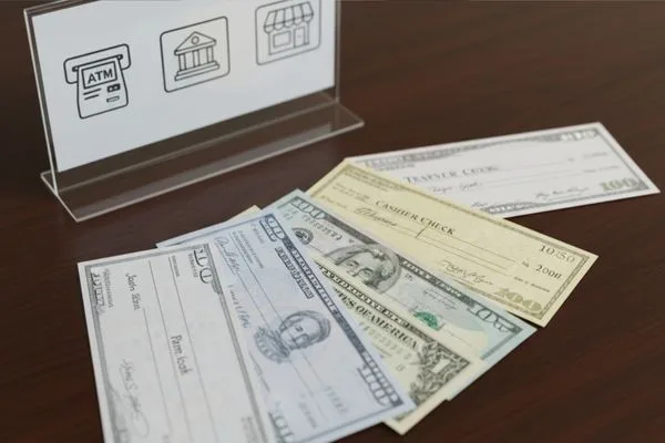 Cash and checks prepared for secure Check Cashing