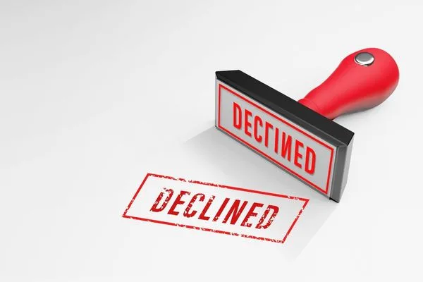 Declined Stamp Illustrating Check Cashing Transaction Rejection