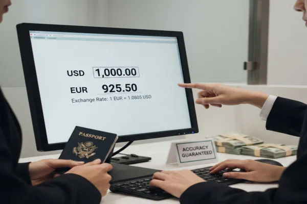 Currency Exchange calculation with accuracy guarantee sign