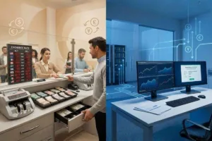 Comparación entre cambio de divisas en efectivo y digital