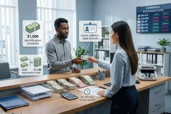 Customer verifying identity for Currency Exchange Limit 