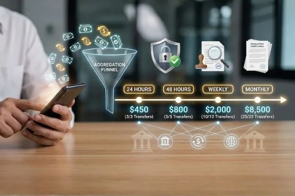 Money Transfer activity limits with secure monitoring 