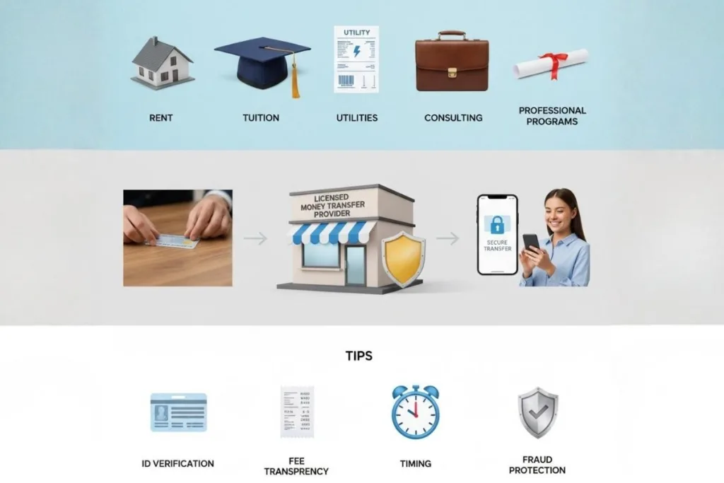 Opciones de transferencia de dinero para pagos de servicios