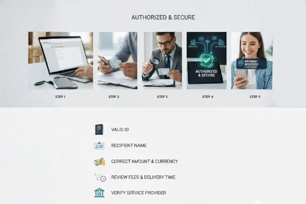 Proceso seguro de transferencia de dinero con verificació
