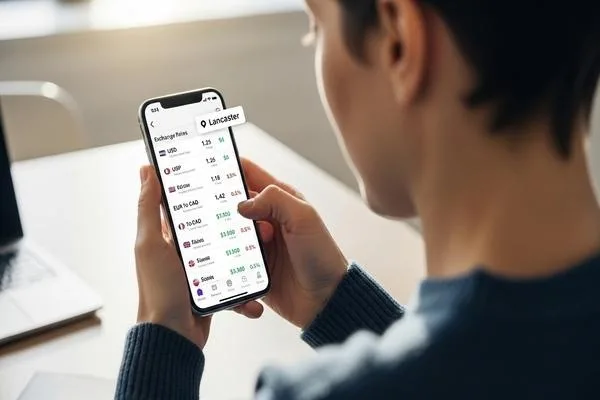 Customer comparing live exchange rates online