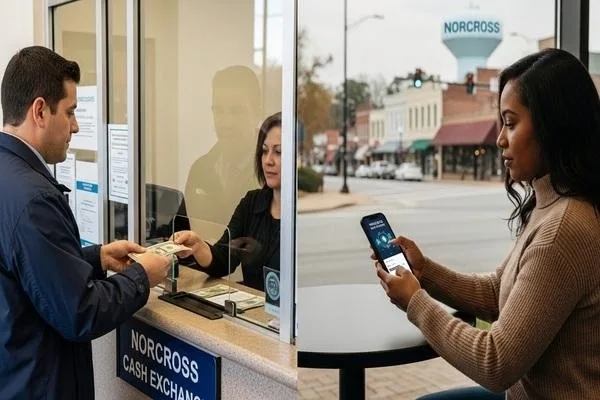 Choosing cash or digital currency exchange in Norcross