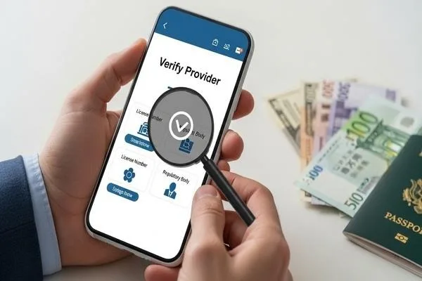 Verifying a legitimate currency exchange provider before sending funds
