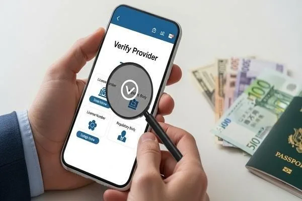 Verificar un proveedor de cambio de divisas legítimo antes de enviar fondos 
