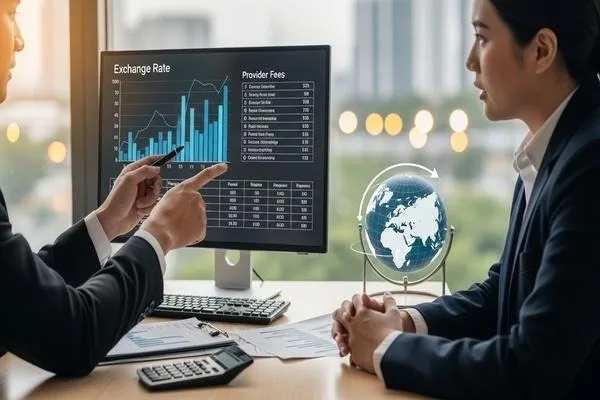 Desglose de precios de cambio de divisas con tarifas del proveedor