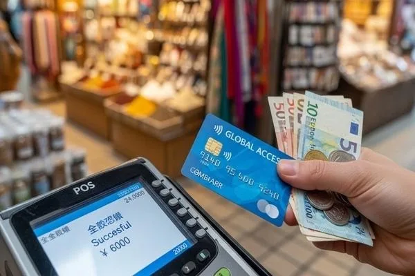 Customer using exchanged currency for seamless purchase