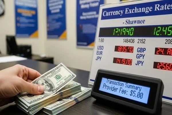 Provider fees shown during Shawnee currency exchange