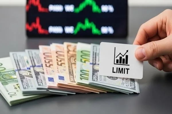 Currency limits displayed with multiple banknotes shown