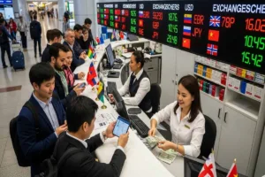 Clientes que utilizan servicios de cambio de divisas para transacciones rápidas.