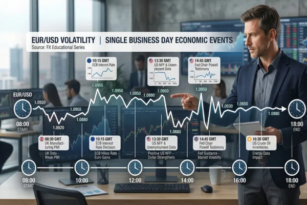 Currency Exchange volatility chart during single business day
