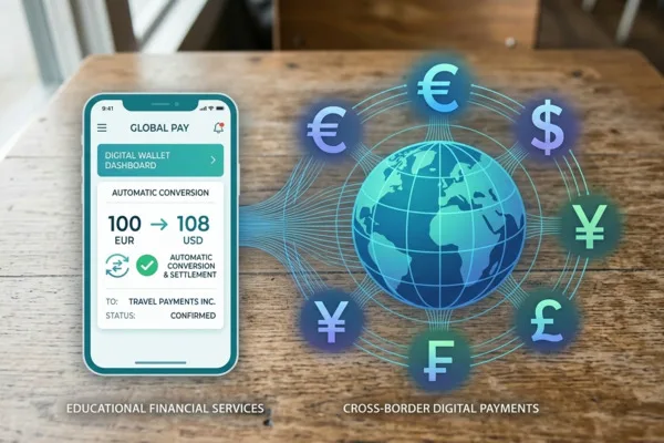 Digital wallet showing automatic Currency Exchange conversion
