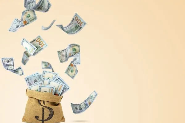 Money Flying From Bag For Currency Exchange Financial Concept