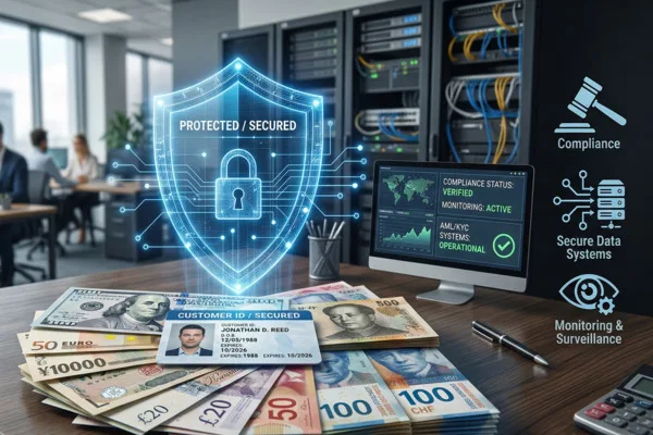 Sistemas de datos seguros que supervisan las transacciones en las casas de cambio.
