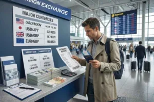 Comparación de tipos de cambio en aeropuertos