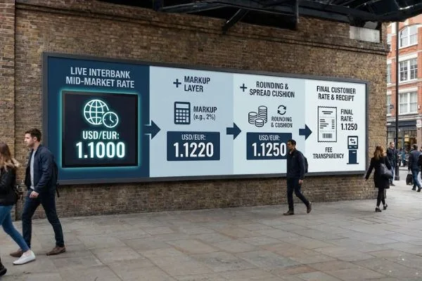 Currency Exchange base rate markup breakdown