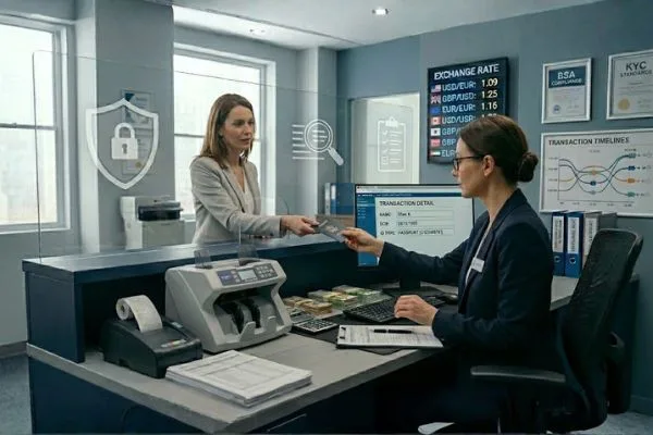 Currency Exchange identity verification with customer identification