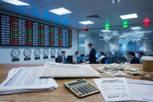 Cliente revisando los tipos de cambio de divisas en el mostrador